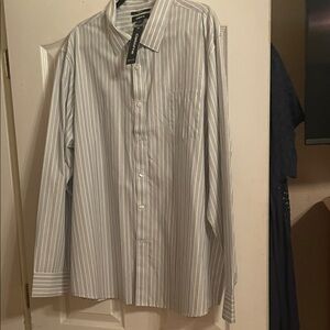 NWT Calvin Klein Men's White Striped Dress Shirt XXL